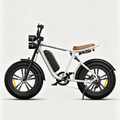 Biały-Rower elektryczny w stylu motocykla M20